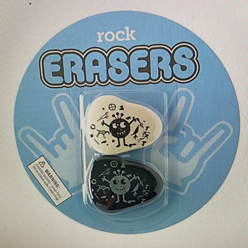 Lot Brand Rock Erasers 5-3/4” Black/ White Pack Of 2 Erasers
